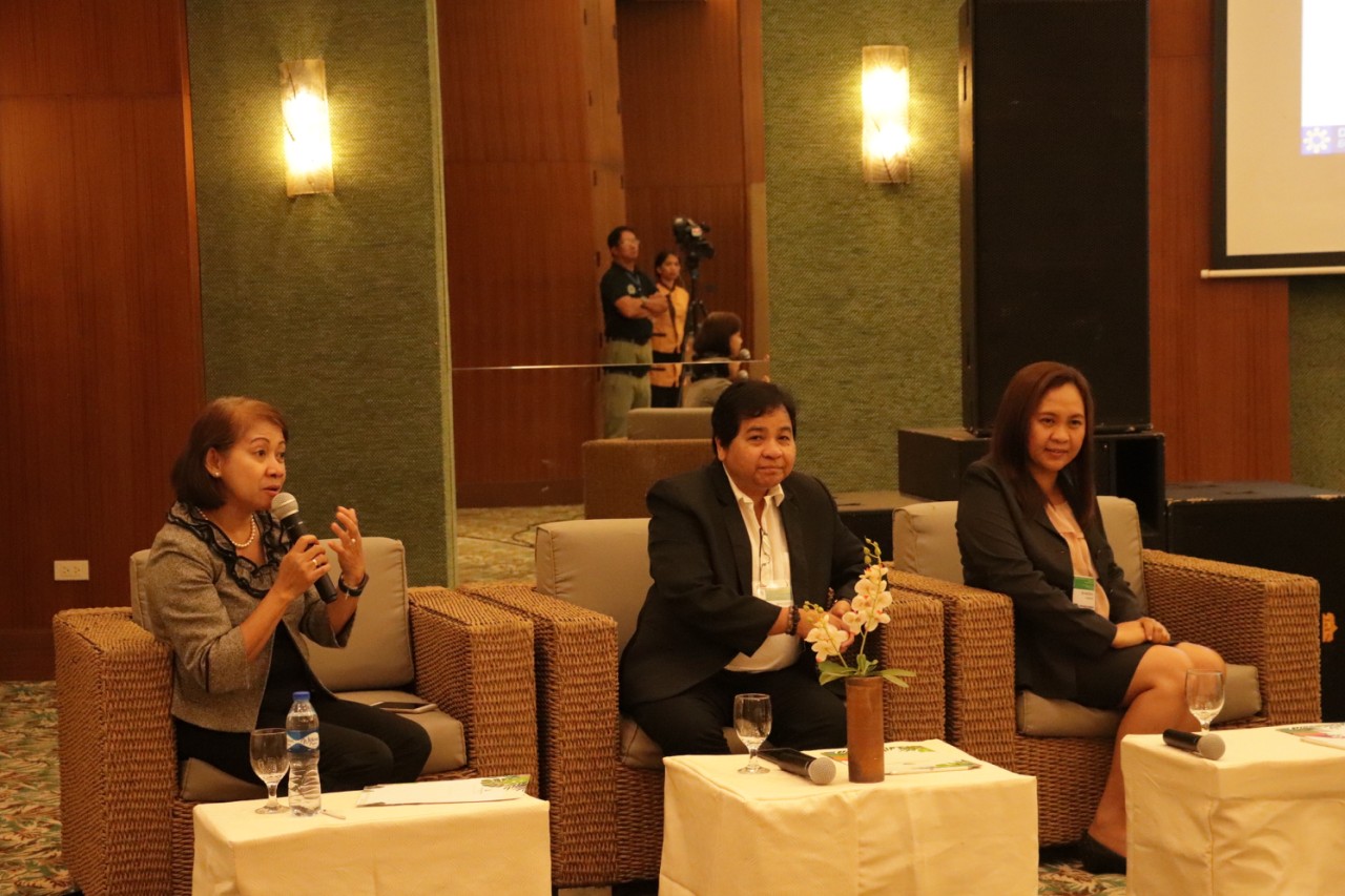 BIOMASS FORUM: DOE-Renewable Energy Management Bureau Director Mylene C. Capongcol (C) , Assistant Director Marissa P. Cerezo (R) and Biomass Energy Management Division Chief Ruby B. De Guzman (L) led the open forum as panelists during the Capacity Building on Biomass Workshop on 3 July 2018 in Puerto Princesa City, Palawan.