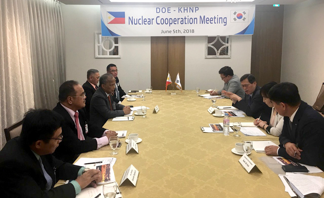 MORE POWER: Secretary Alfonso G. Cusi, Undersecretary Donato D. Marcos and Assistant Secretary Gerardo D. Erguiza Jr. met with officials of Korea Hydro & Nuclear Power (KHNP) led by its President/CEO, Mr. Chung Jae Hoon, yesterday (5 June 2018). During the discussions, DOE and KHNP explored energy cooperation endeavors, including the possibility of conducting a feasibility study on the establishment of a small, 100-MW modular reactor in the Cagayan Economic Zone Authority.