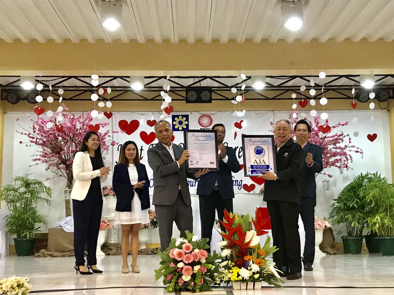 Department of Energy (DOE) Secretary Alfonso G. Cusi leads members of the DOE family in receiving International Organization for Standardization (ISO) Certificates awarded by the Development Academy (DAP) of the Philippines and the AJA Registrars, Inc. yesterday (4 February) at the agency's headquarters in Taguig City.