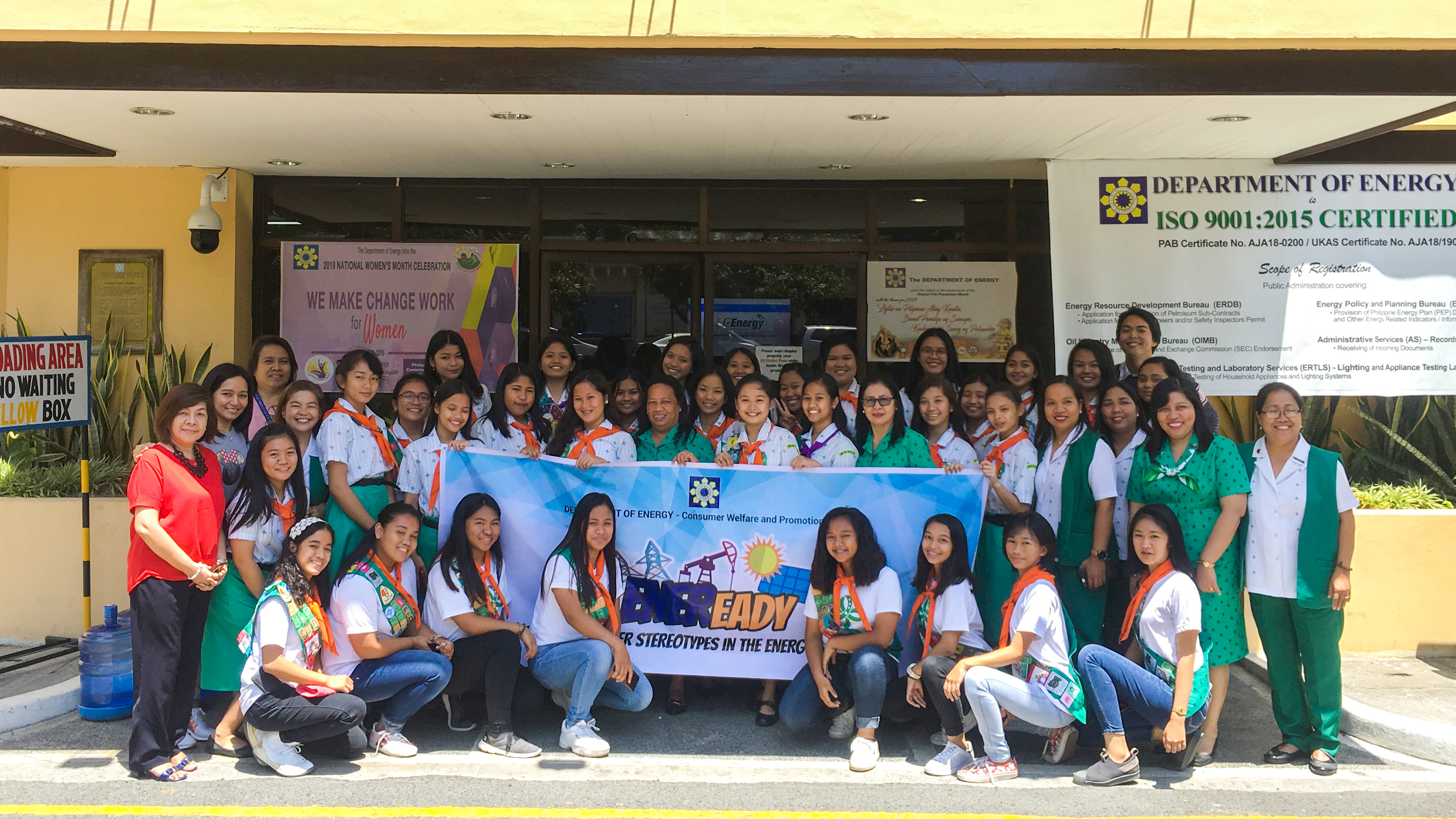 START ‘EM YOUNG: ENEReady participants from the the Girl Scouts of the Philippines are all smiles after their successful career talk held at the DOE Audio Visual room on 22 March 2019.
